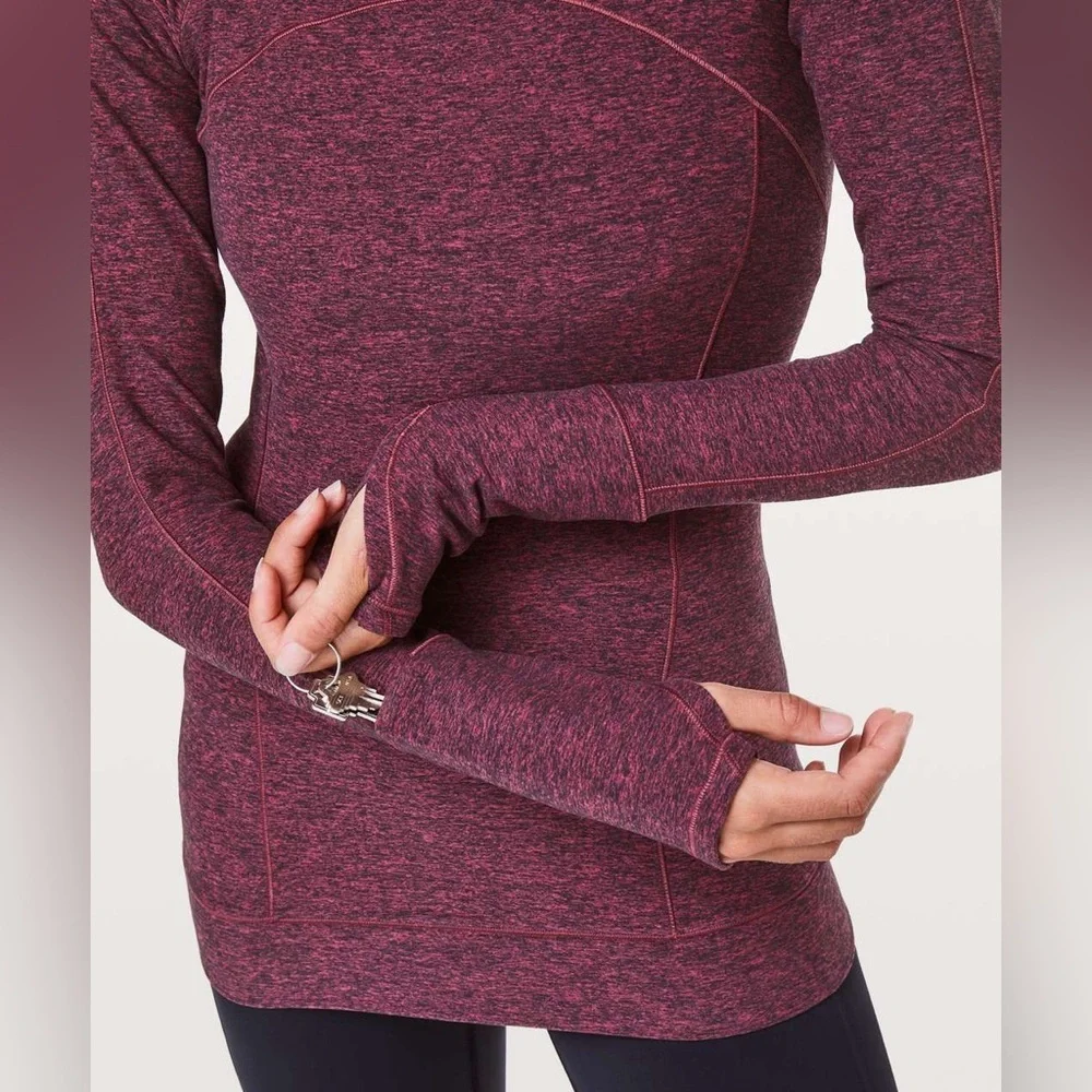 Lululemon Cypress Kiss Long Sleeve Heathered Star Ruby /‎ Black Size 2